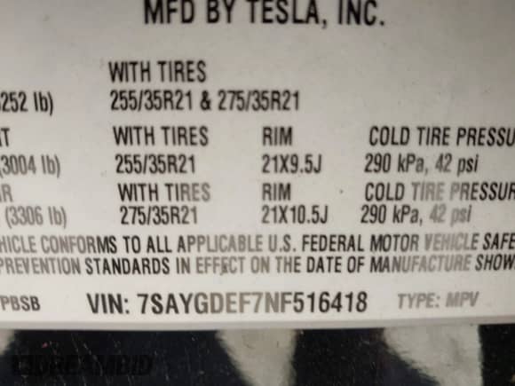 2022 Tesla Model Y Performance with VIN 7SAYGDEF7NF516418, listed as a IAAI auction lot 43222998 with 26,525 mi miles and . Bid and sale history available at DreamBid. Image 9.
