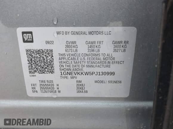 2023 Chevrolet Traverse Premier с VIN 1GNEVKKW5PJ130999, выставлен на аукционе IAAI как лот 42334637 с пробегом 66 866 миль миль и . История ставок и продаж доступна на DreamBid. Изображение 9.