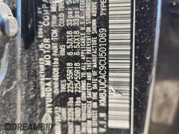 2012 Hyundai Tucson Limited z VIN KM8JUCAC9CU501089, wystawiony jako Copart lot #63293805 z przebiegiem Nie podano mil oraz Szkoda całkowita • Salvage title. Historia ofert i sprzedaży dostępna na DreamBid. Obrazek 12.