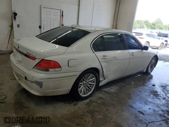 2004 BMW 7 Series 745Li with VIN WBAGN63424DS49560, listed as a Copart auction lot 59749505 with Not provided miles and Salvage title. Bid and sale history available at DreamBid. Image 3.