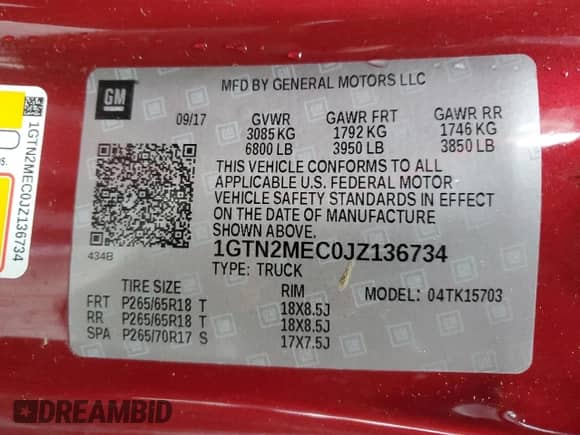2018 GMC Sierra 1500 SLE с VIN 1GTN2MEC0JZ136734, выставлен на аукционе Copart как лот 43722745 с пробегом Не указан миль и На запчасти • Non repairable. История ставок и продаж доступна на DreamBid. Изображение 14.