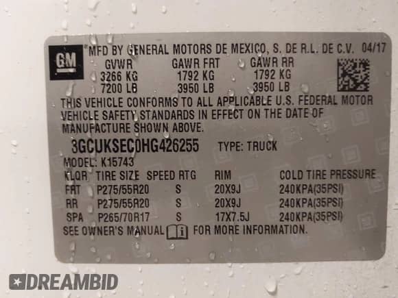 2017 Chevrolet Silverado 1500 LTZ с VIN 3GCUKSEC0HG426255, выставлен на аукционе IAAI как лот 43339236 с пробегом 120 278 миль миль и . История ставок и продаж доступна на DreamBid. Изображение 9.