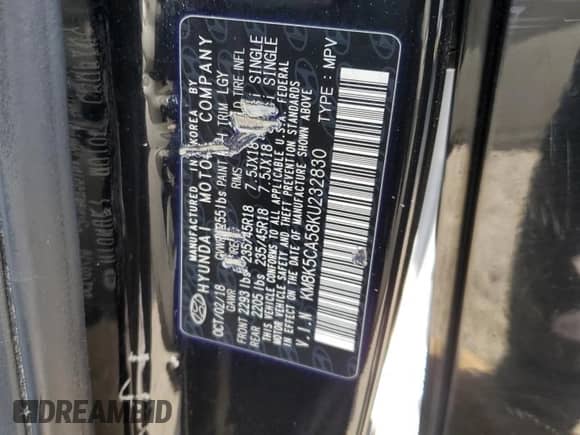 2019 Hyundai Kona Ultimate с VIN KM8K5CA58KU232830, выставлен на аукционе Copart как лот 82187465 с пробегом 143 448 миль миль и Списание • Salvage title. История ставок и продаж доступна на DreamBid. Изображение 13.