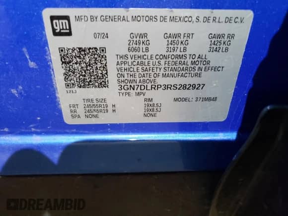 2024 Chevrolet Equinox EV LT с VIN 3GN7DLRP3RS282927, выставлен на аукционе Copart как лот 70779045 с пробегом 27 929 миль миль и Списание • Salvage title. История ставок и продаж доступна на DreamBid. Изображение 13.