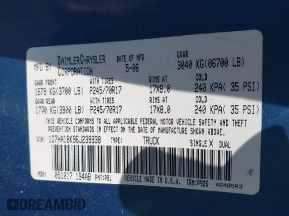 2006 Dodge 1500 ST с VIN 1D7HA18K96J239938, выставлен на аукционе IAAI как лот 42522133 с пробегом 130 888 миль миль и . История ставок и продаж доступна на DreamBid. Изображение 9.