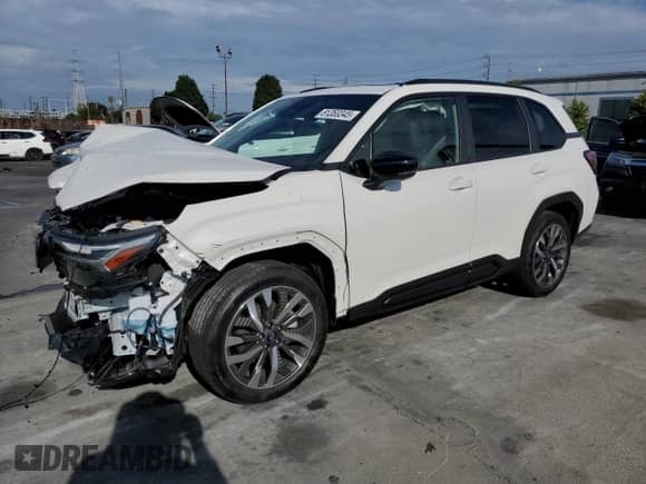 2025 Subaru Forester Touring с VIN JF2SLDTC1SH576540, выставлен на аукционе Copart как лот 81353345 с пробегом 1 697 миль миль и Списание • Salvage title. История ставок и продаж доступна на DreamBid. Изображение 1.