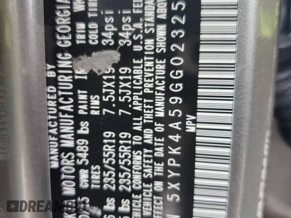 2016 Kia Sorento SX с VIN 5XYPK4A59GG023257, выставлен на аукционе Copart как лот 85168795 с пробегом 176 510 миль миль и Списание • Salvage title. История ставок и продаж доступна на DreamBid. Изображение 13.