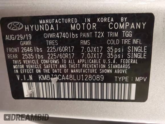 2020 Hyundai Tucson SE с VIN KM8J2CA48LU128089, выставлен на аукционе IAAI как лот 42780973 с пробегом 25 842 миль миль и . История ставок и продаж доступна на DreamBid. Изображение 9.