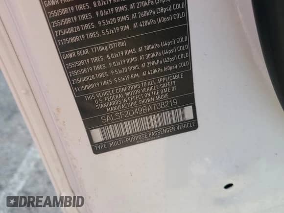 2011 Land Rover Range Rover Sport HSE with VIN SALSF2D49BA708219, listed as a Copart auction lot 84401625 with 107,238 mi miles and Salvage title. Bid and sale history available at DreamBid. Image 14.