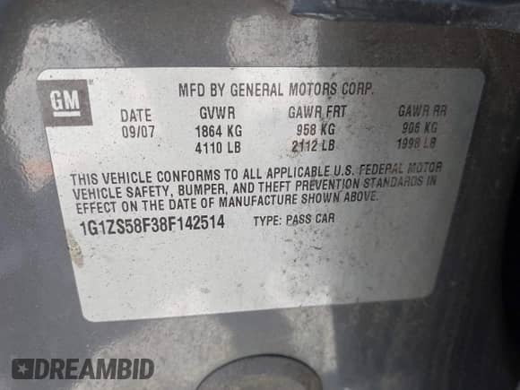 2008 Chevrolet Malibu Classic LS 1FL с VIN 1G1ZS58F38F142514, выставлен на аукционе IAAI как лот 43107129 с пробегом 175 809 миль миль и . История ставок и продаж доступна на DreamBid. Изображение 9.