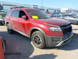 2024 Nissan Pathfinder Rock Creek with VIN 5N1DR3BD3RC280741, listed as a IAAI auction lot 43295308 with 13,998 mi miles and . Bid and sale history available at DreamBid. Image 1.