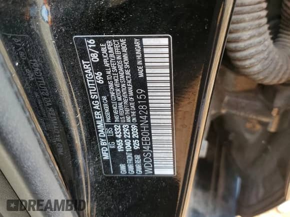 2017 Mercedes-Benz CLA 250 с VIN WDDSJ4EB0HN428159, выставлен на аукционе Copart как лот 68952415 с пробегом 191 398 миль миль и Списание • Salvage title. История ставок и продаж доступна на DreamBid. Изображение 12.