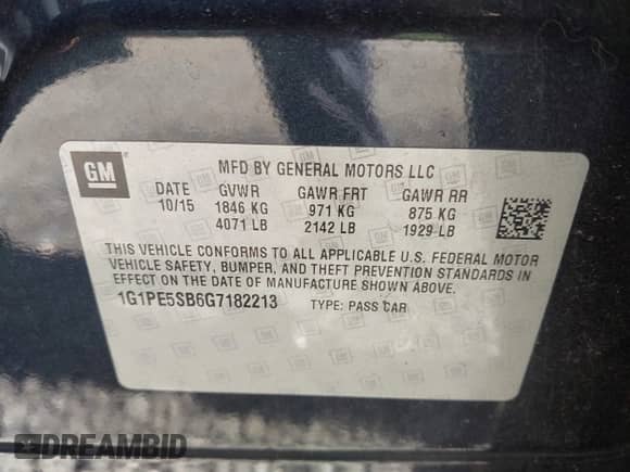 2016 Chevrolet Cruze LT с VIN 1G1PE5SB6G7182213, выставлен на аукционе IAAI как лот 43401511 с пробегом 136 391 миль миль и . История ставок и продаж доступна на DreamBid. Изображение 9.