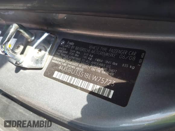 2008 BMW Z4 3.0i с VIN 4USBU33518LW75723, выставлен на аукционе IAAI как лот 42350961 с пробегом 62 493 миль миль и . История ставок и продаж доступна на DreamBid. Изображение 9.