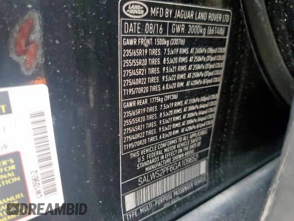 2016 Land Rover Range Rover Sport HSE с VIN SALWS2PF6GA109652, выставлен на аукционе Copart как лот 60334095 с пробегом 49 974 миль миль и Списание • Salvage title. История ставок и продаж доступна на DreamBid. Изображение 14.