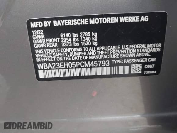 2023 BMW 7 Series 740i с VIN WBA23EH05PCM45793, выставлен на аукционе IAAI как лот 41095128 с пробегом 48 938 миль миль и . История ставок и продаж доступна на DreamBid. Изображение 9.