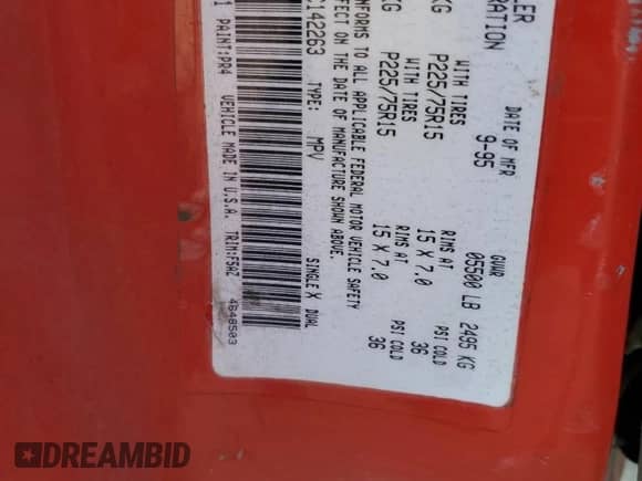 1996 Jeep Grand Cherokee с VIN 1J4EZ58Y5TC142263, выставлен на аукционе Copart как лот 70532894 с пробегом Не указан миль и Списание • Salvage title. История ставок и продаж доступна на DreamBid. Изображение 13.