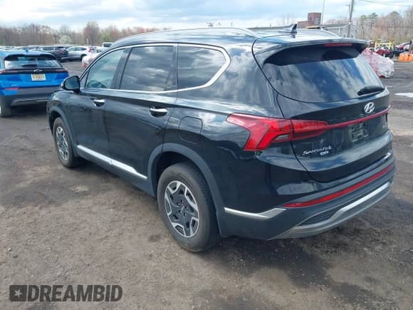 2022 Hyundai Santa Fe Blue with VIN KM8S2DA14NU057895, listed as a IAAI auction lot 42026027 with 25,564 mi miles and . Bid and sale history available at DreamBid. Image 3.
