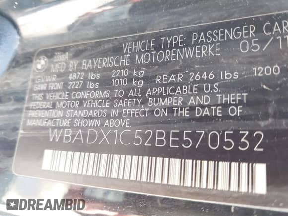 2011 BMW 3 Series 335is с VIN WBADX1C52BE570532, выставлен на аукционе IAAI как лот 41860023 с пробегом 114 834 миль миль и . История ставок и продаж доступна на DreamBid. Изображение 9.