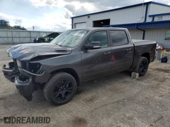 2022 Ram 1500 Big Horn with VIN 1C6SRFFT0NN100376, listed as a Copart auction lot 71006295 with 55,375 mi miles and Salvage title. Bid and sale history available at DreamBid. Image 1.