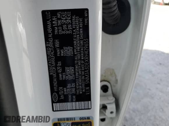 2024 Hyundai Tucson SE z VIN 5NMJA3DEXRH429653, wystawiony jako Copart lot #62220655 z przebiegiem 25 993 mil mil oraz Szkoda całkowita • Salvage title. Historia ofert i sprzedaży dostępna na DreamBid. Obrazek 13.