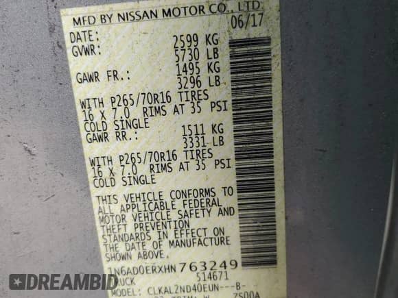 2017 Nissan Frontier SV with VIN 1N6AD0ERXHN763249, listed as a Copart auction lot 86099385 with 86,338 mi miles and Salvage title. Bid and sale history available at DreamBid. Image 12.