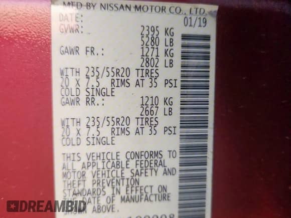 2019 Nissan Murano S с VIN 5N1AZ2MSXKN109908, выставлен на аукционе Copart как лот 81509625 с пробегом 50 311 миль миль и Списание • Salvage title. История ставок и продаж доступна на DreamBid. Изображение 12.