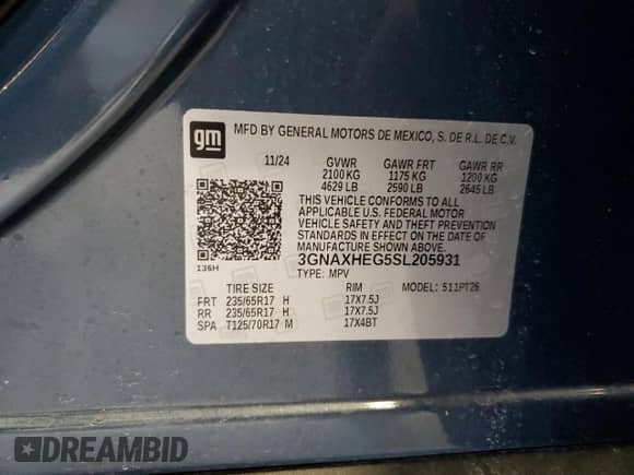 2025 Chevrolet Equinox FWD LT z VIN 3GNAXHEG5SL205931, wystawiony jako Copart lot #52250945 z przebiegiem 8 893 mil mil oraz Czysty tytuł • Clean title. Historia ofert i sprzedaży dostępna na DreamBid. Obrazek 13.