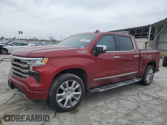 2022 Chevrolet Silverado 1500 High Country с VIN 3GCUDJET5NG521832, выставлен на аукционе Copart как лот 45883005 с пробегом 415 миль миль и Списание • Salvage title. История ставок и продаж доступна на DreamBid. Изображение 1.