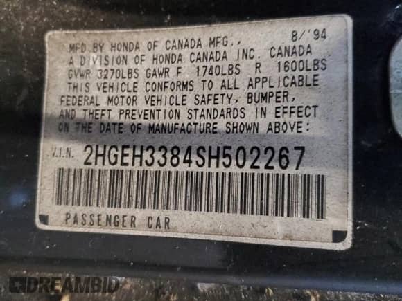 1996 Honda Civic с VIN 2HGEH3384SH502267, выставлен на аукционе Copart как лот 81649014 с пробегом 232 328 миль миль и Списание • Salvage title. История ставок и продаж доступна на DreamBid. Изображение 12.