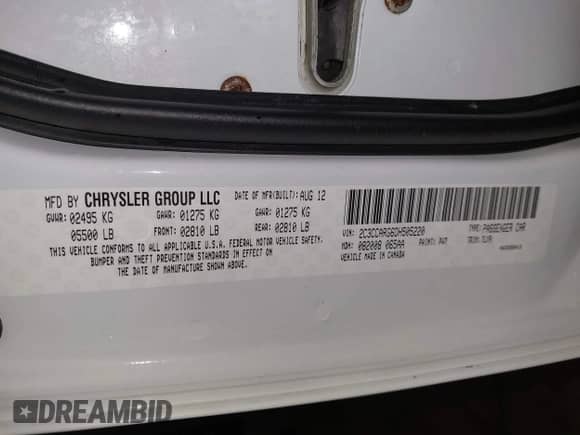 2013 Chrysler 300 with VIN 2C3CCARG6DH505220, listed as a IAAI auction lot 41944437 with 196,548 mi miles and . Bid and sale history available at DreamBid. Image 9.