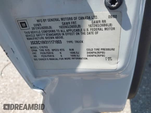 2001 Chevrolet Silverado 1500 LS с VIN 2GCEC19V311171803, выставлен на аукционе IAAI как лот 43209943 с пробегом Не указан миль и . История ставок и продаж доступна на DreamBid. Изображение 9.