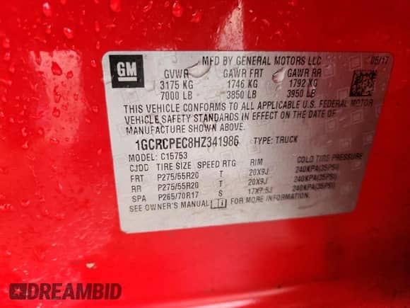 2017 Chevrolet Silverado 1500 Custom с VIN 1GCRCPEC8HZ341986, выставлен на аукционе Copart как лот 89540815 с пробегом 85 734 миль миль и Списание • Salvage title. История ставок и продаж доступна на DreamBid. Изображение 13.