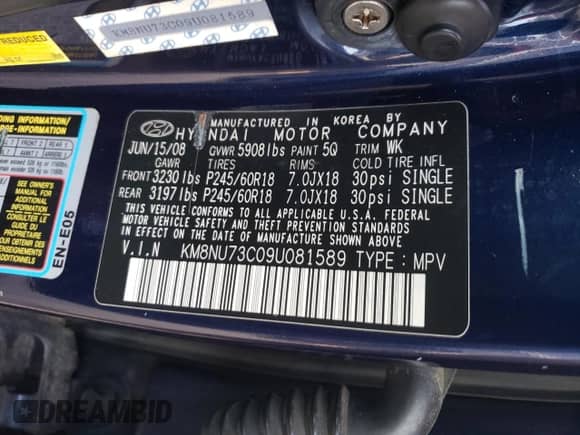 2009 Hyundai Veracruz GLS с VIN KM8NU73C09U081589, выставлен на аукционе Copart как лот 85581275 с пробегом 231 733 миль миль и Чистый • Clean title. История ставок и продаж доступна на DreamBid. Изображение 13.