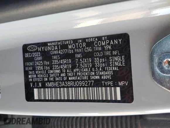 2024 Hyundai Kona Limited с VIN KM8HE3A38RU099277, выставлен на аукционе Copart как лот 66761575 с пробегом 15 003 миль миль и Списание • Salvage title. История ставок и продаж доступна на DreamBid. Изображение 14.