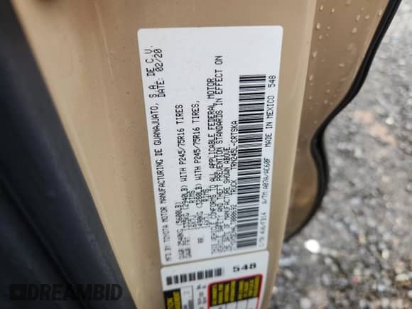2020 Toyota Tacoma SR с VIN 3TYSX5EN4LT000692, выставлен на аукционе Copart как лот 62262125 с пробегом 33 488 миль миль и Списание • Salvage title. История ставок и продаж доступна на DreamBid. Изображение 12.