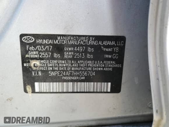 2017 Hyundai Sonata SE с VIN 5NPE24AF7HH556704, выставлен на аукционе Copart как лот 84703675 с пробегом 151 268 миль миль и Чистый • Clean title. История ставок и продаж доступна на DreamBid. Изображение 13.