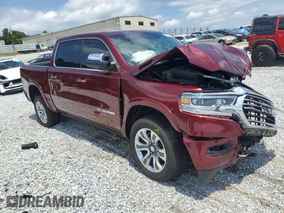 2020 Ram 1500 Longhorn with VIN 1C6SRFKM9LN221015, listed as a Copart auction lot 65352644 with 60,437 mi miles and Salvage title. Bid and sale history available at DreamBid. Image 4.