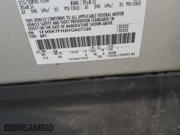 2017 Ford Explorer Limited z VIN 1FM5K7FH2HGA07326, wystawiony jako Copart lot #67993555 z przebiegiem 125 374 mil mil oraz Szkoda całkowita • Salvage title. Historia ofert i sprzedaży dostępna na DreamBid. Obrazek 13.