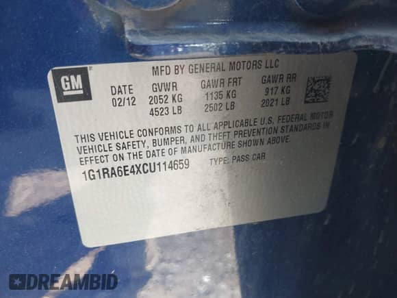 2012 Chevrolet Volt с VIN 1G1RA6E4XCU114659, выставлен на аукционе IAAI как лот 43015872 с пробегом Не указан миль и . История ставок и продаж доступна на DreamBid. Изображение 9.