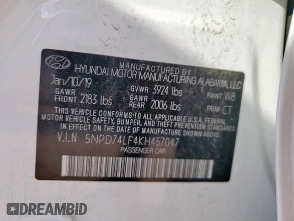 2019 Hyundai Elantra SE с VIN 5NPD74LF4KH457047, выставлен на аукционе Copart как лот 85176355 с пробегом 204 344 миль миль и Чистый • Clean title. История ставок и продаж доступна на DreamBid. Изображение 12.