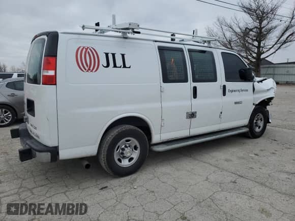 2021 Chevrolet Express Cargo with VIN 1GCWGAF72M1217629, listed as a Copart auction lot 36843154 with Not provided miles and Salvage title. Bid and sale history available at DreamBid. Image 3.