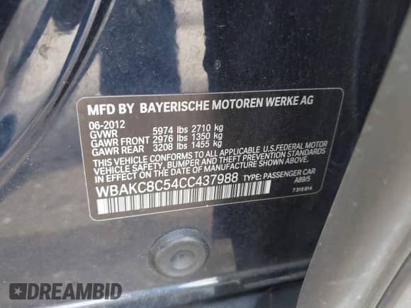 2012 BMW 7 Series 750Li xDrive с VIN WBAKC8C54CC437988, выставлен на аукционе IAAI как лот 43134693 с пробегом 210 344 миль миль и . История ставок и продаж доступна на DreamBid. Изображение 9.