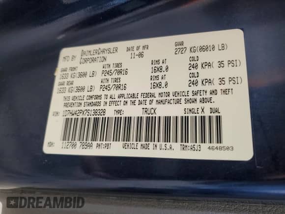 2007 Dodge Dakota SLT с VIN 1D7HW42PX7S138328, выставлен на аукционе Copart как лот 84390095 с пробегом 98 279 миль миль и Списание • Salvage title. История ставок и продаж доступна на DreamBid. Изображение 12.