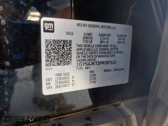 2023 Cadillac Escalade with VIN 1GYS4JKT2PR397110, listed as a Copart auction lot 62774085 with 138,328 mi miles and Clean title. Bid and sale history available at DreamBid. Image 14.