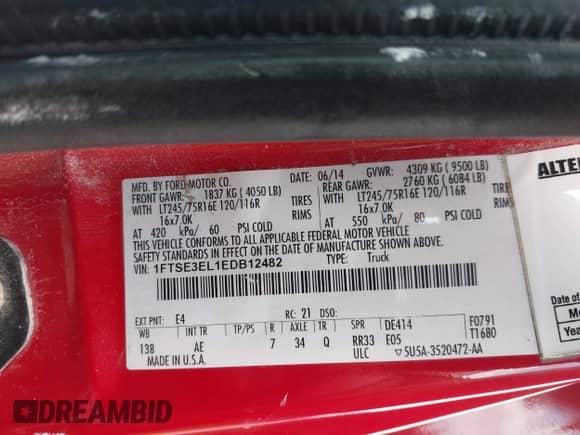 2014 Ford Econoline Cargo Super Duty Commercial with VIN 1FTSE3EL1EDB12482, listed as a IAAI auction lot 42989433 with 254,136 mi miles and . Bid and sale history available at DreamBid. Image 9.