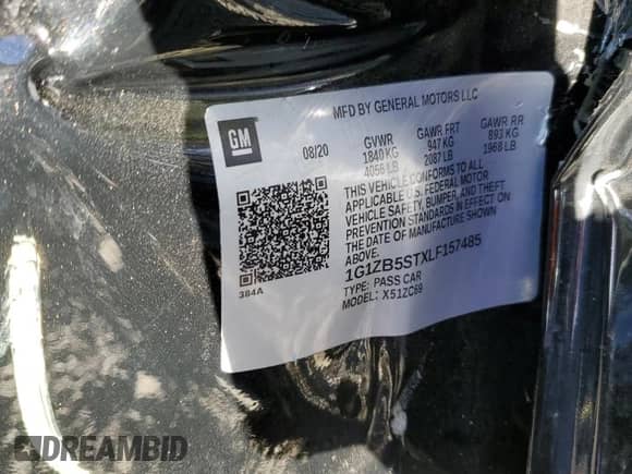 2020 Chevrolet Malibu LS z VIN 1G1ZB5STXLF157485, wystawiony jako Copart lot #81921545 z przebiegiem 31 563 mil mil oraz Szkoda całkowita • Salvage title. Historia ofert i sprzedaży dostępna na DreamBid. Obrazek 12.