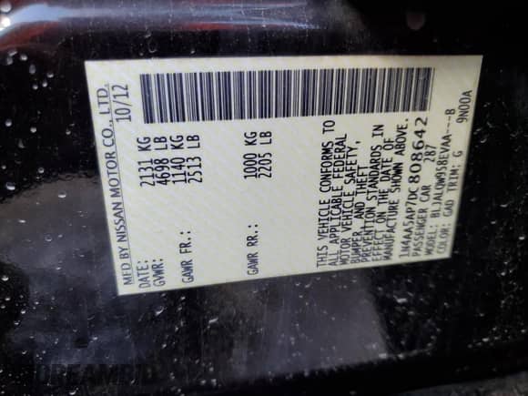 2013 Nissan Maxima S z VIN 1N4AA5AP7DC808642, wystawiony jako Copart lot #89645105 z przebiegiem 132 487 mil mil oraz Szkoda całkowita • Salvage title. Historia ofert i sprzedaży dostępna na DreamBid. Obrazek 12.