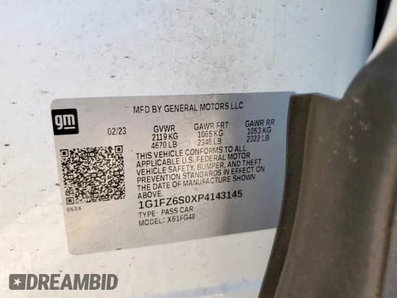 2023 Chevrolet Bolt EUV Premier с VIN 1G1FZ6S0XP4143145, выставлен на аукционе Copart как лот 84793895 с пробегом 10 976 миль миль и Списание • Salvage title. История ставок и продаж доступна на DreamBid. Изображение 13.