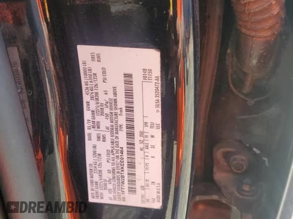 2019 Ford F-250 XL with VIN 1FT7W2BTXKEE01464, listed as a Copart auction lot 71953455 with Not provided miles and Non repairable. Bid and sale history available at DreamBid. Image 12.